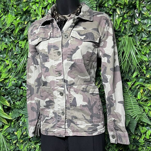 SANCTUARY‎ Top Women Small Green Military Utility Blouse Button Pockets 2500 - Picture 6 of 7